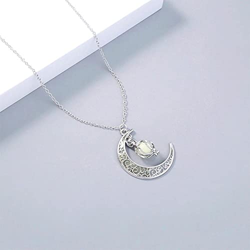 Ajaygeg Luminous Enchanted Moonstone Necklace,Hollow Luminous Moon Whirlwind Rotating Bead Necklace Magical Fantasy Fairy Glowing Necklace (1Pcs/Green) #TOP3