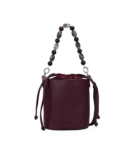 BOSANOVA Bolso Bucket Tipo bombonera para Mujer con asa Corta de Piedras y asa de Cruzar Regulable y extraíble. Cierre Mediante Lazo Fruncido. Burdeos U BOSANOVA Bolso Bucket Tipo bombonera para Mujer con asa Corta de Piedras y asa de Cruzar Regulable y extraíble. Cierre Mediante Lazo Fruncido. Burdeos U