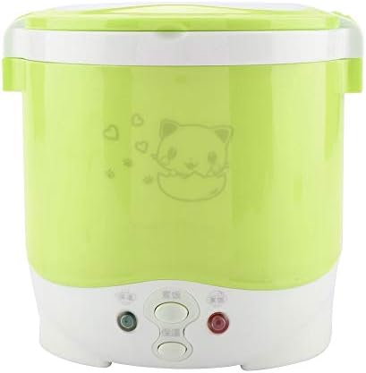 1L Mini Rice Cooker Steamer, 170W Electric Food Steamer Lunch Box Portable Multifunctional Food Heater Steamer for Cooking Rice, Porridge, Nutritious Eggs, Warm Dishes Office Outdoor School Use(Green)