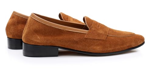 Santimon Mens Dress Shoes Penny Loafers Slip-Ons Suede Mocasines Fashion Prom Business Casual Suit Shoes Wedding Dress Tuxedo for Men4