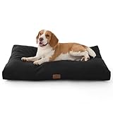Bedsure Cama Perro Impermeable Grande - 89x56x8 cm Colchón Perro Lavable, Cama para Perros Grandes con Base Antideslizante - Ideal para Uso en Exteriores, Cómoda, Fácil de Limpiar, Negro, L-Crate