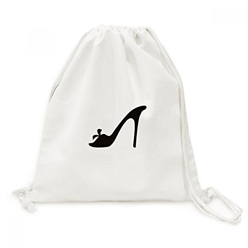 Toile sac à cordon motif fleurs noires talons hauts