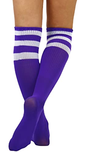 Image of ToBeInStyle Women's Premium Below Knee Athletic Socks w /Contrasting Wide Stripes