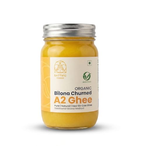 Image of Sattvic Foods A2 Gir Cow Ghee (1.6 kg) | Certified Organic, Traditional Bilona Method, Grass Fed Cows | Improves Immunity & Digestion | Consume Elixir Raw, Prepare Healthy Sweets, Saute & Fry