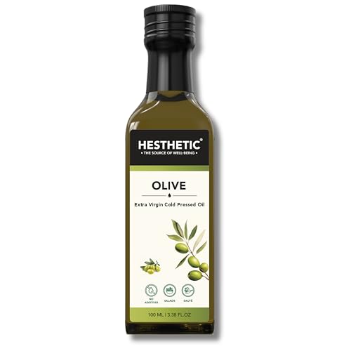 Image of HESTHETIC Premium Extra Virgin Olive Oil 100ml | Cold-Pressed Mediterranean-Sourced EVOO | Unrefined, Low-Acidity | Glass Bottle | Cooking, Salad & Finishing Oil