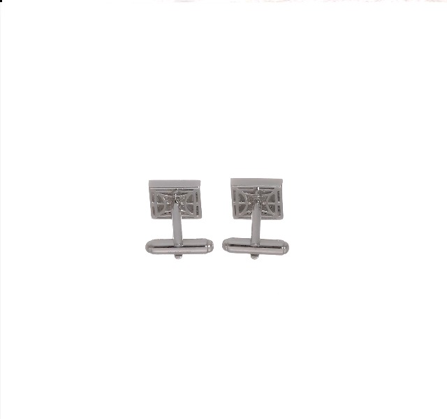 Mancuernillas cuadradas de plata con circonia para hombre miniatura 6