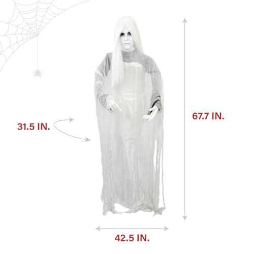 Haunted Hill Farm Rising Ghost Woman by Tekky, Battery-Operated, Sound Activated Animatronic with Sound Effects for Indoor or Covered Outdoor Creepy Halloween Decoration