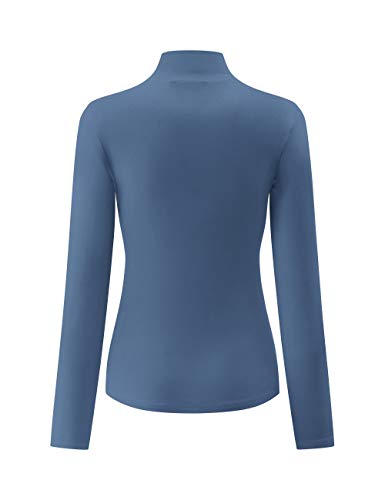 Image of Kindcall Womens Slim Fitted Mock Turtleneck Tops Long Sleeve Lightweight Base Layer Shirts