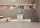Luxuriöses längliches WC mit intelligentem Bidet, Doppelspülung, automatischem Öffnen und Schließen, beheiztem Sitz, Wandablauf, weiß