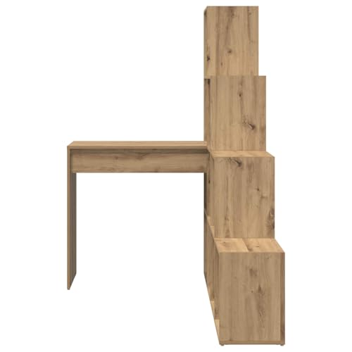 Bureau d'angle gain de place chêne Artisanal avec étagère modulable - 6