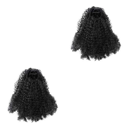 Faisceaux de cheveux humains Didiseaon 2 pièces perruques lacet courtes frisées afro noir cosplay