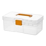 Vidifor Plastic Clear Portable Handled Storage Box with Adjustable Dividers Art Supply Organizer Multipurpose Home Utility Box for Craft, Sewing, Medicine, Makeup, Office Supplies (L, Clear)