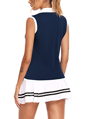 Image of COOrun Women's Golf Polo T Shirts Lightweight Moisture Wicking Sleeveless Shirt Quick Dry Zipper Tank Top