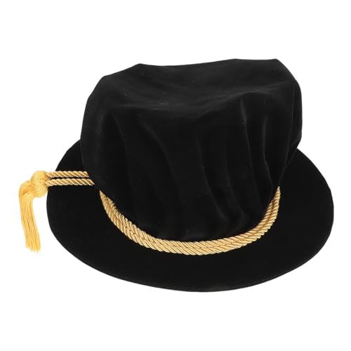 Chapeau de diplômé noir en velours Jojofuny et cadeau de cérémonie pour adulte élégant