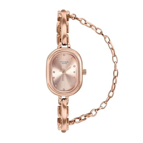 Image of Sonata Poze 8 Quartz Analog Watch with Jewellery Accessory for Women with Pink Dial & IP Rose Gold Alloy Strap - SP80176WM01W