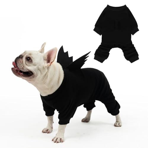 Image of Mihachi Halloween Dog Pajamas for Small to Large Dogs Boy Girl, Soft Pet Pjs Coat Winter Warm Jammies Doggie Sweater, Stretchy Bat Wings Puppy Onesie Outfits for Dog Holiday, Black M