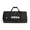 adidas Unisex Essentials Linear Duffel Bag, Black/Black/White, L
