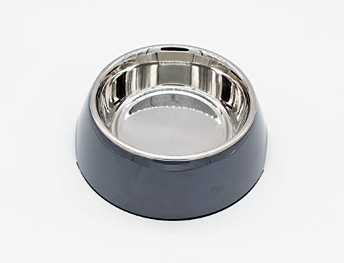 Image of The Pets Company Stainless Steel & Melamine Dog Feeding Bowl| Food Bowl for Dogs and Cats, 420 Ml, Medium, Grey