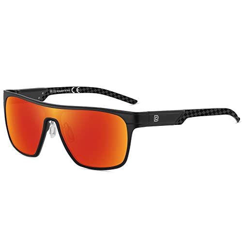 Image of DUCO Square Polarized Sunglasses for Men Women Large Flat Top Shield Sun Glasses UV400 Protection Carbon Fiber Shades DC8230