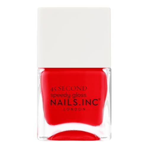Nails Inc - PADDINGTON PEACE OUT Quick Drying Nagellack - Kräftiges Rot - Schnelltrocknend in 45 Sekunden - Nagelstärkend mit Hexanal, Kalzium, Magnesium - Cruelty Free - Perfekte Maniküre