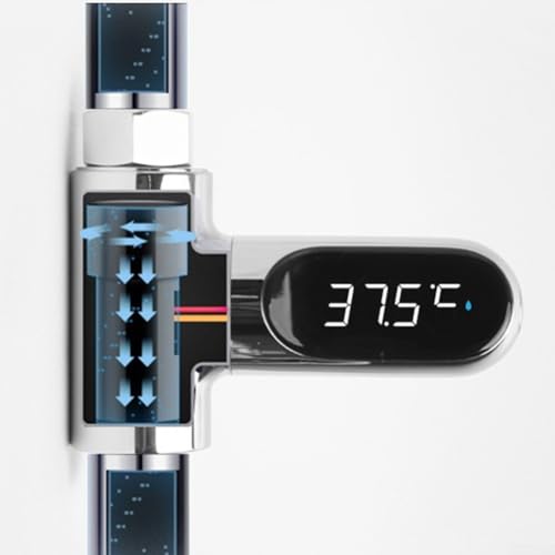 Medidor Digital De La Temperatura Del Agua Del Led, Termómetro De La Ducha De La Electricidad Autogeneradora 360 Medidor De Temperatura Del Grifo De La Exhibición Giratoria