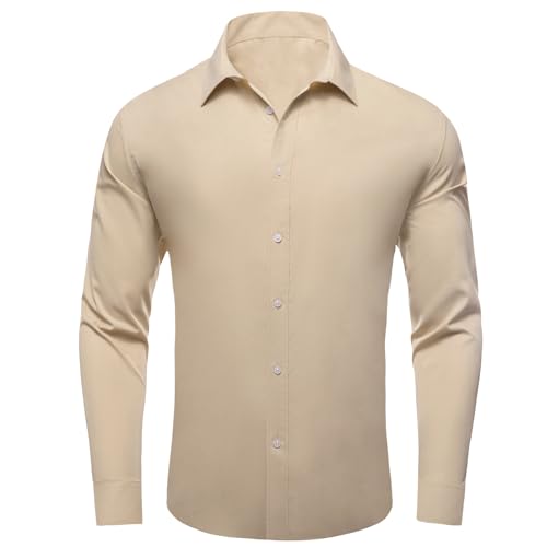 Dubulle Solid Mens Dress Shirt Satin Long Sleeve Business Casual Button Down Shirt with Pocket for Men3