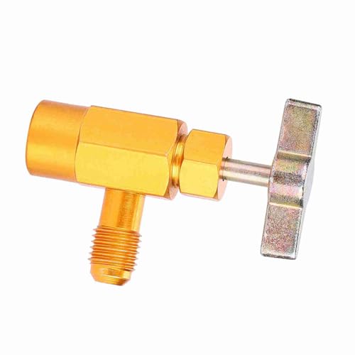 Válvula de bronce para refrigerante AC Greensen con cuerpo de aluminio, rosca SAE 1/4", compatible con R134a y R12, con válvula de seguridad integrada miniatura 3