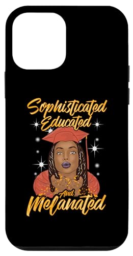 Carcasa para iPhone 12 mini Gorra naranja para fiesta de graduación de niña negra HBCU Senior 2024 2025