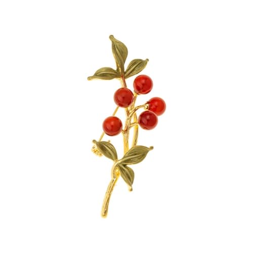 Broche fruits agate rouge cadeau idéal pour fête et anniversaire
