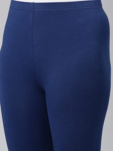 Image of GO COLORS Girls Solid Mid Rise Slim Fit Cropped Leggings
