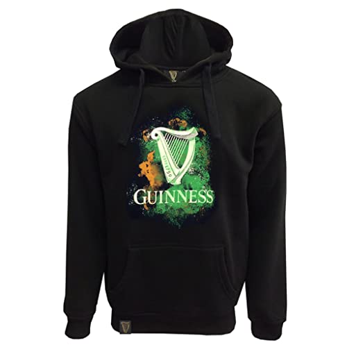 Men's Guinness Ireland Harp Splash Premium Cotton Black Hoodie