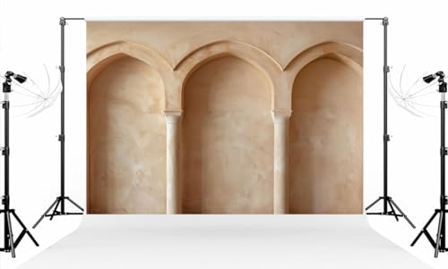 Toile de fond beige 3 arches décor architectural pour photographe