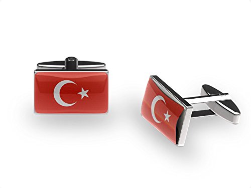 Cuffs 'N' Collars Ay Yildiz Turco Gemelos (Turquía bandera gemelos con caja de regalo)