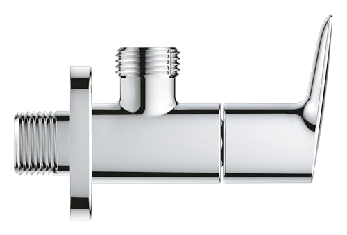 GROHE BauEdge Shut-Off Angle Valve 1/2" (Outlet Thread 1/2 Inch, Head Part 3/8 Inch, Screw Connection, Metal Lever), Chrome, 22009001 - Image 2