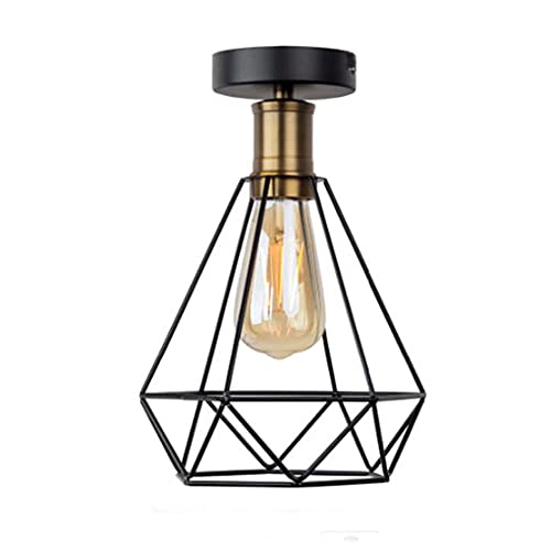 Lámpara de techo vintage industrial con jaula de metal para pasillo 1