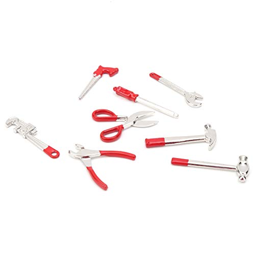 Yinhing : 12 Trousses à Outils Outils Ménagers en Alliage de Zinc Hautement Simulés 8 Pièces Ensemble d'accessoires pour Maison de Poupée pour Une Décoration Détaillée et Une Expérience de Jeu