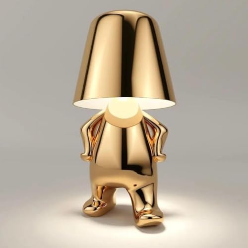 Image of Statue Electroplated LED Table Lamp, Gold Metallic Finish, Touch Control, USB Rechargeable, 3 Colour LED, Dimmer Option, Home, Living Room, Study & Office Desks (Standing)