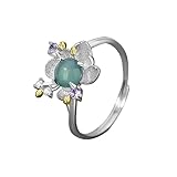 [zhyhzhyh] 指輪 レディース S925 手作り 天然石 おしゃれ アンティーク スターリングシルバー パワーストーン 女性 人気 かわいい ジュエリー サイズ調整可 (D)