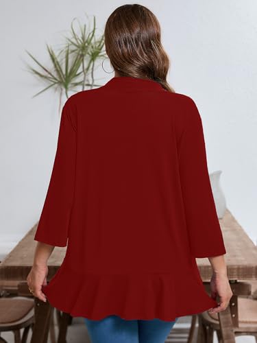 Image of AusLook Women's Plus Size Lightweight Open Front Cardigan 3 /4 Sleeve Cover Ups Shrugs Shawls and Wraps Kimono Jacket Coat