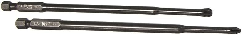 Klein Tools 32235 Multi-Bit Power Driver Bits, Made in USA, Fits Klein Switch Drive Handle or Any Power Tool, #1 and #3 Phillips, 6-Inch, 2-Pack
