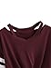 SweatyRocks Women's Short Sleeve Cut Out V Neck Twist Front Crop Top T-Shirt Burgundy X-Large