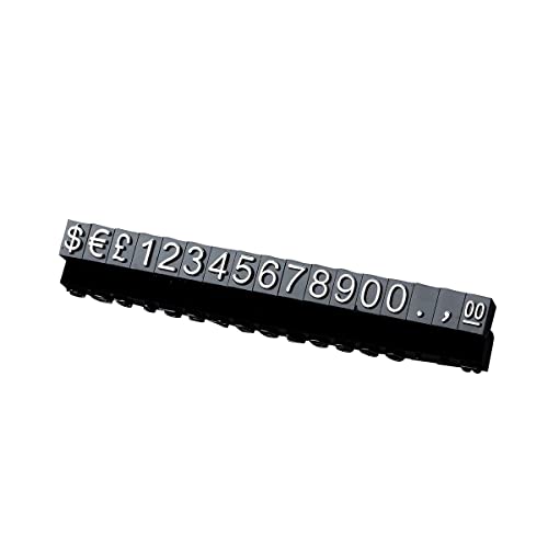 Etiqueta de precio digital de 4x6mm con símbolos de libra, euro y dólar para negocios