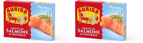 Auriga filetti di salmone al naturale 115gr. Cotti a vapore. (Confezione da 2)