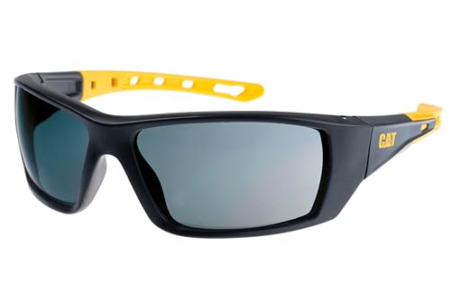 Caterpillar Planer 104-AF Safety Glasses, Black/Yellow, Smoke Lens