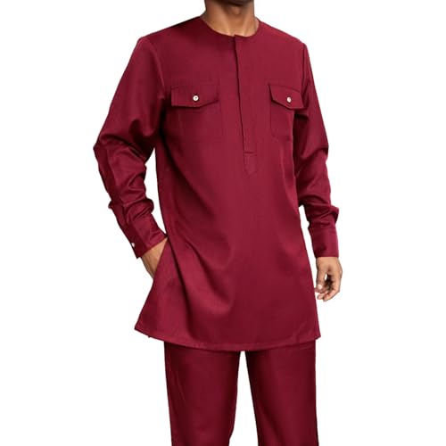 Men African Outfits 2 Piece Set Shirt Pants Nigerian Dashiki Suit Attire Clothing4