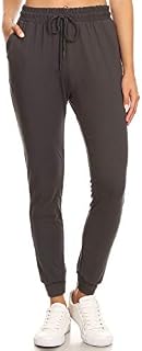 LA12ST Women's Juniors Soft Charcoal Jogger Pants Drawstring Pockets
