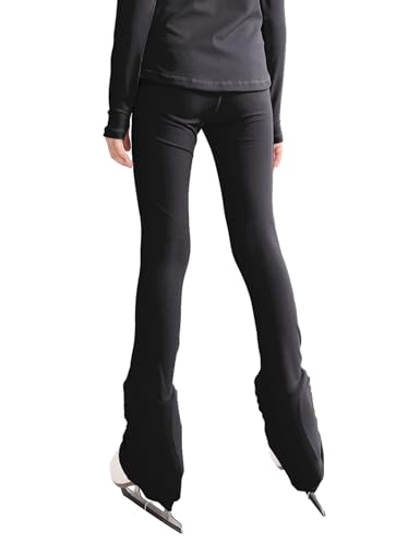 Jinhiteam Ice Skating Pants For Girls 9-10 Years Old Soft Black High Waist Ice Leggings Competition Training thumb #1