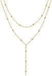 Coshilta Collier d'or pour les femmes, 14K Collier long en or Dainty Collier pendentif en forme de Y Collier minimaliste Drop Colliers en couches Bijoux en or pour femmes Cadeau