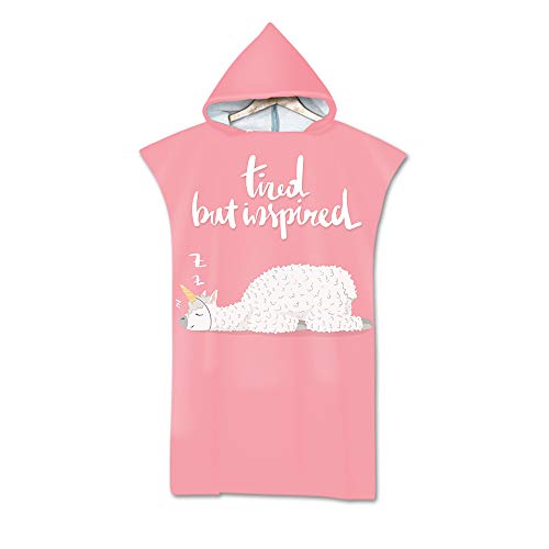 Himlaya Poncho de Surf Adulto Hombre Mujer, Poncho Toalla con Capucha para Surfear Albornoz Cambio Toalla de Natación, Estampado Animal de Alpaca Microfibra Playa Toalla de Baño (Dormido,75x110cm)