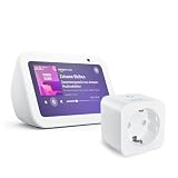 Echo Show 5 (Neueste Generation) | Weiß + WiZ Smart Plug, Funktionert mit Alexa - Smart Home-Einsteigerpaket